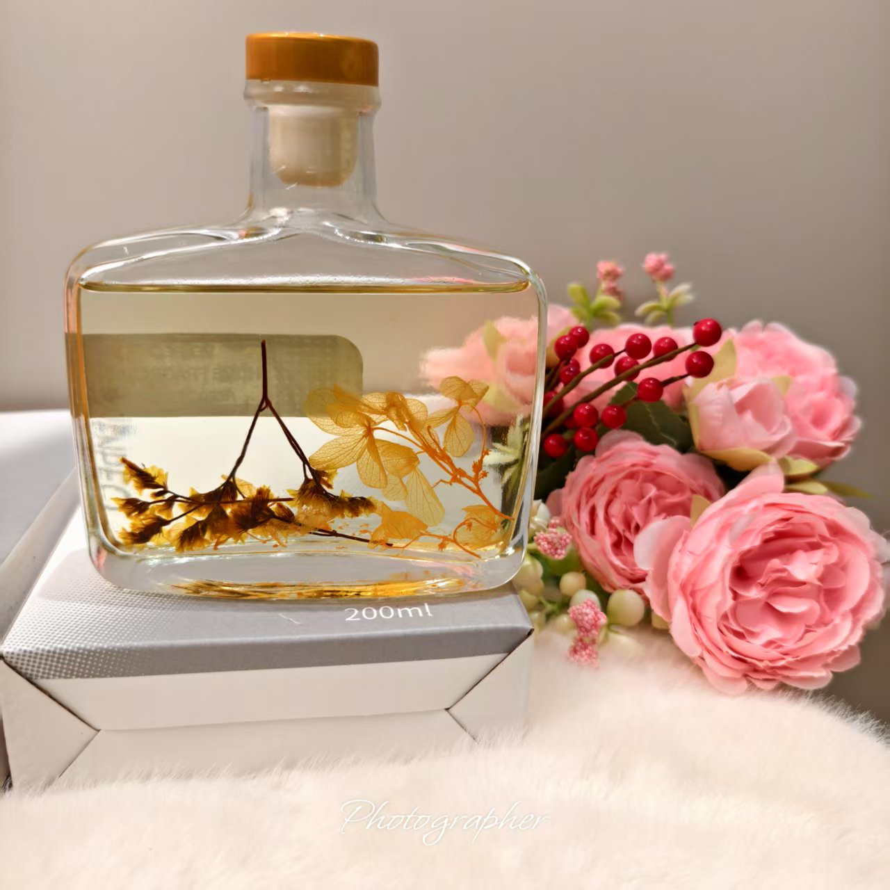 无火香薰永生花真花真果室内高级桅子花香必备除臭祛味植物香精油