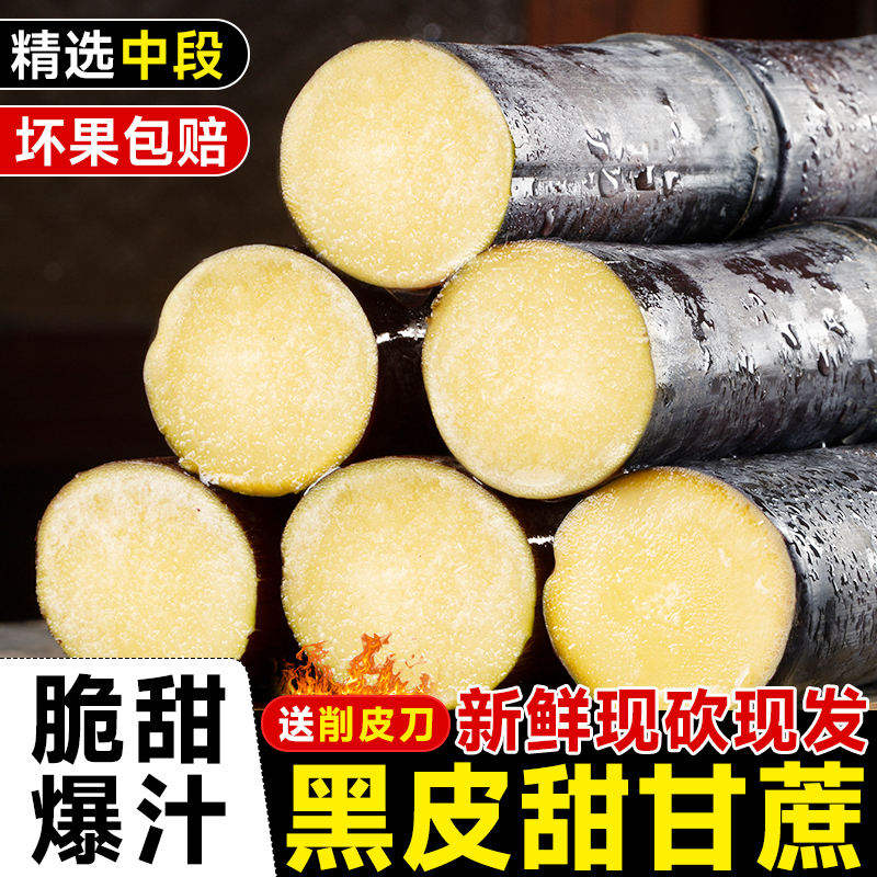 正宗现砍广西黑皮甘蔗精选中段新鲜水果脆甜多汁果糖蔗榨汁甜杆