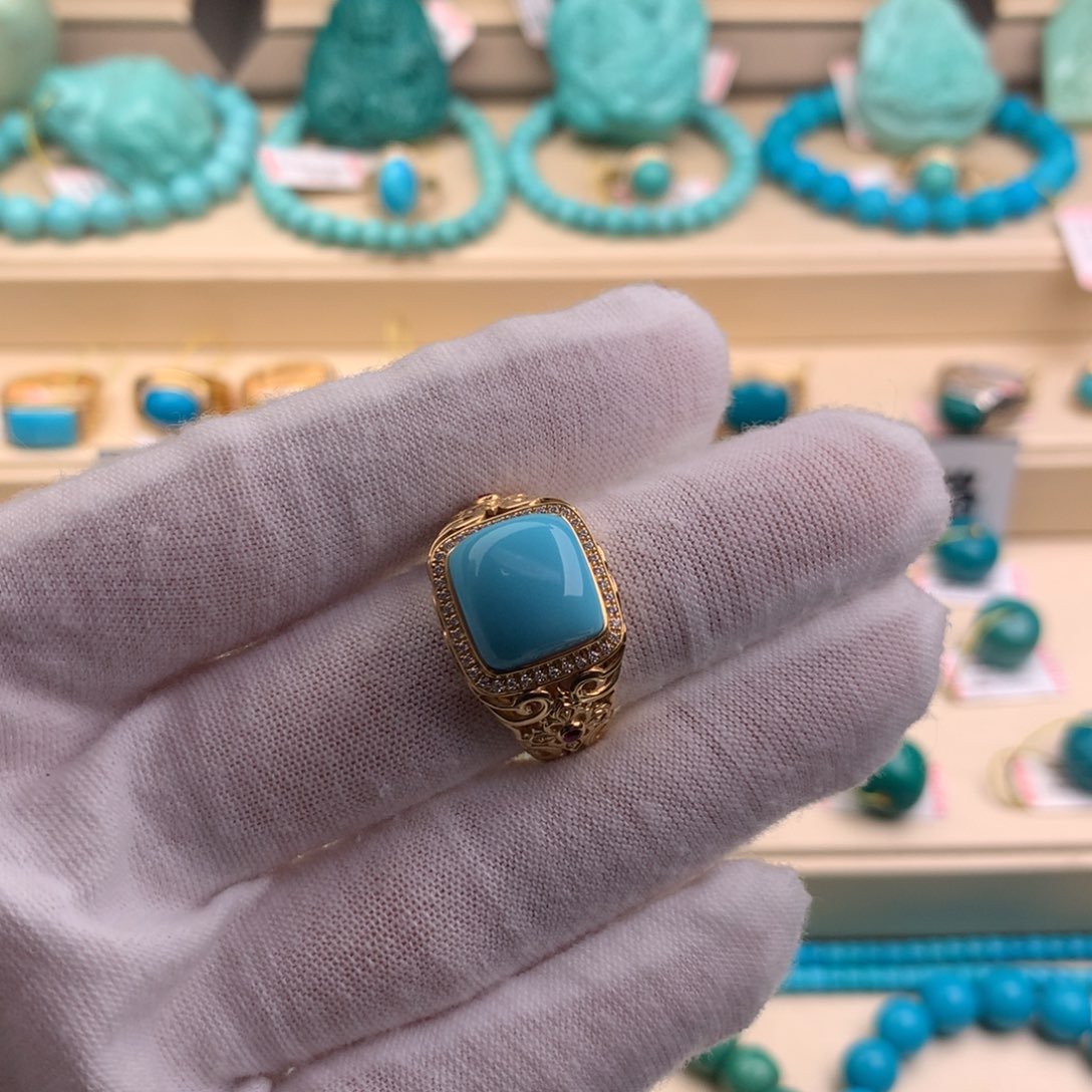 绿松石珠宝奇石18K金镶嵌