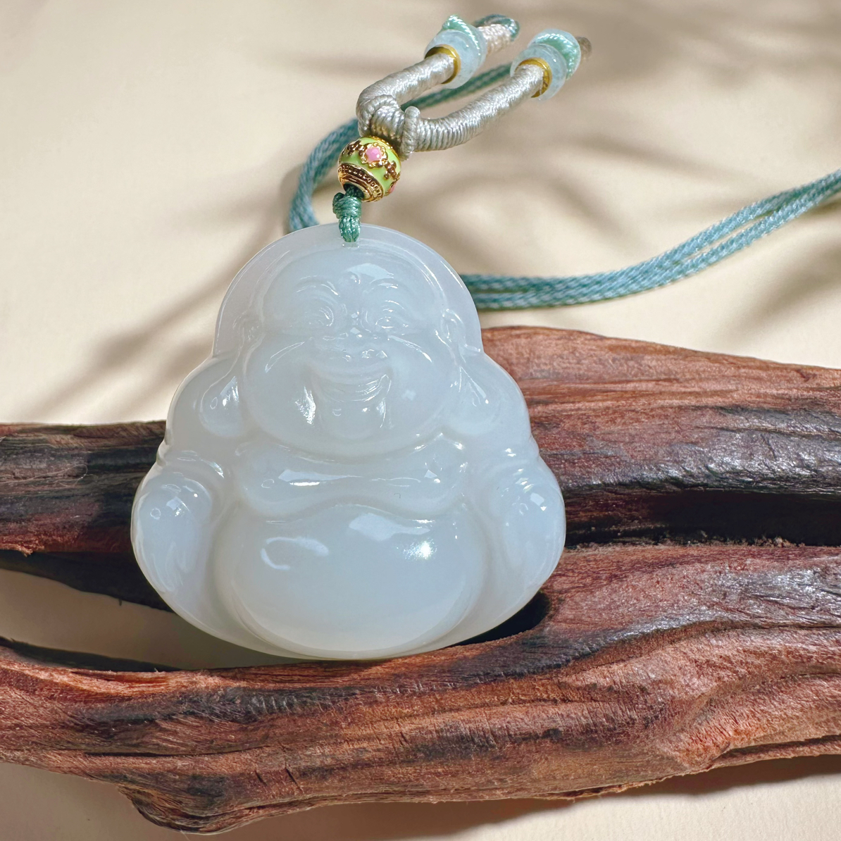 天然和田玉羊脂白佛公 约40/11.7mm