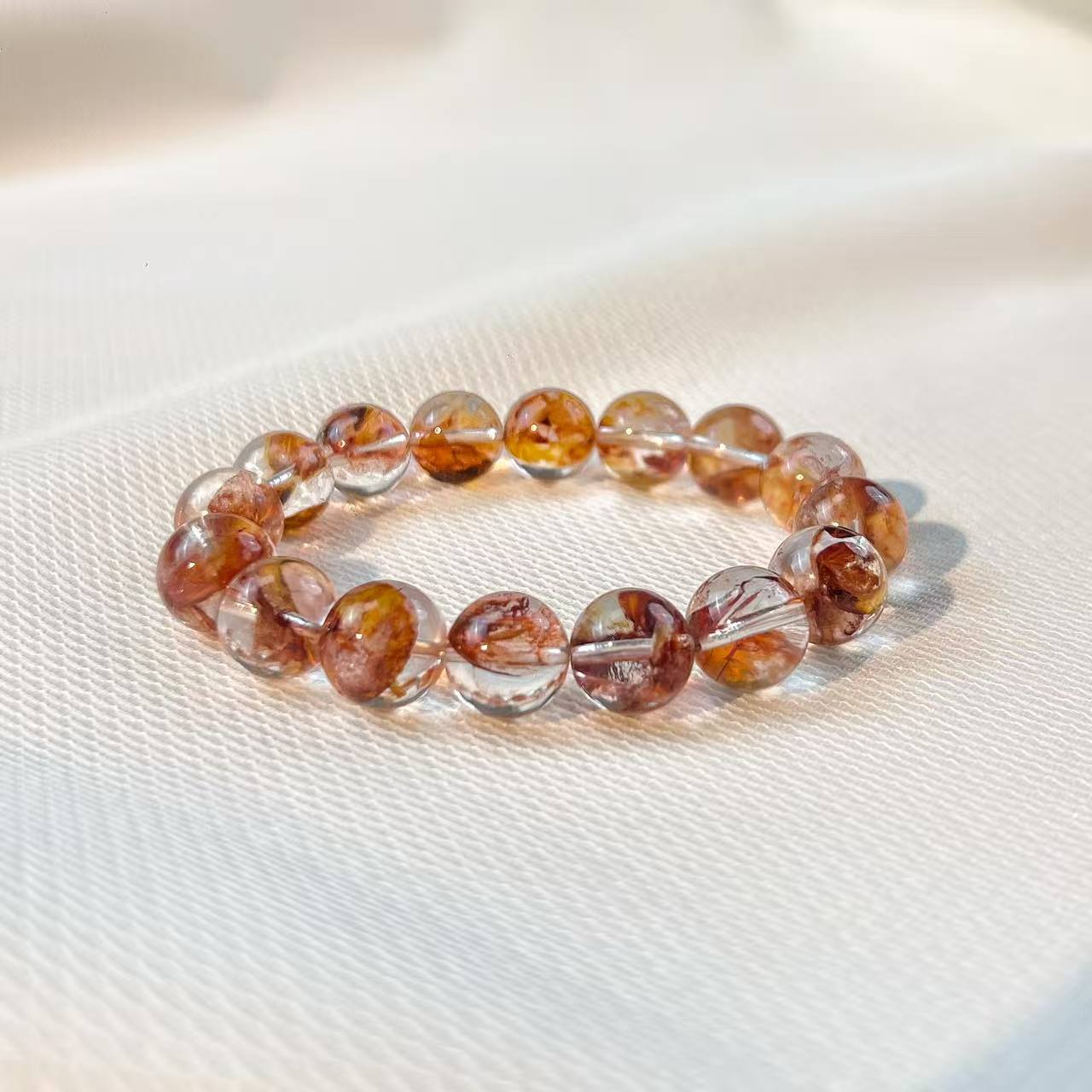 天然特A级高品巴西芬达胶花异象水晶手串 多样性发一