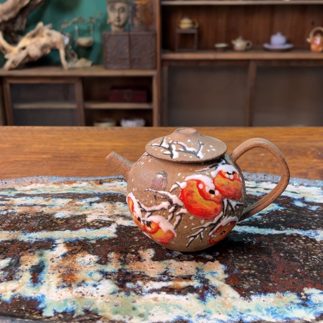 杯柴烧手工手绘陶瓷