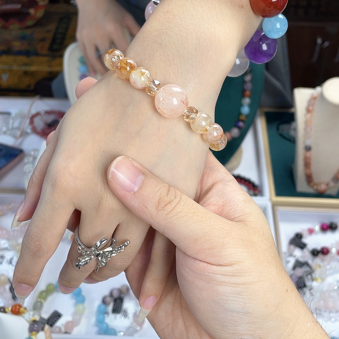 水晶手链银S925镀金镶嵌