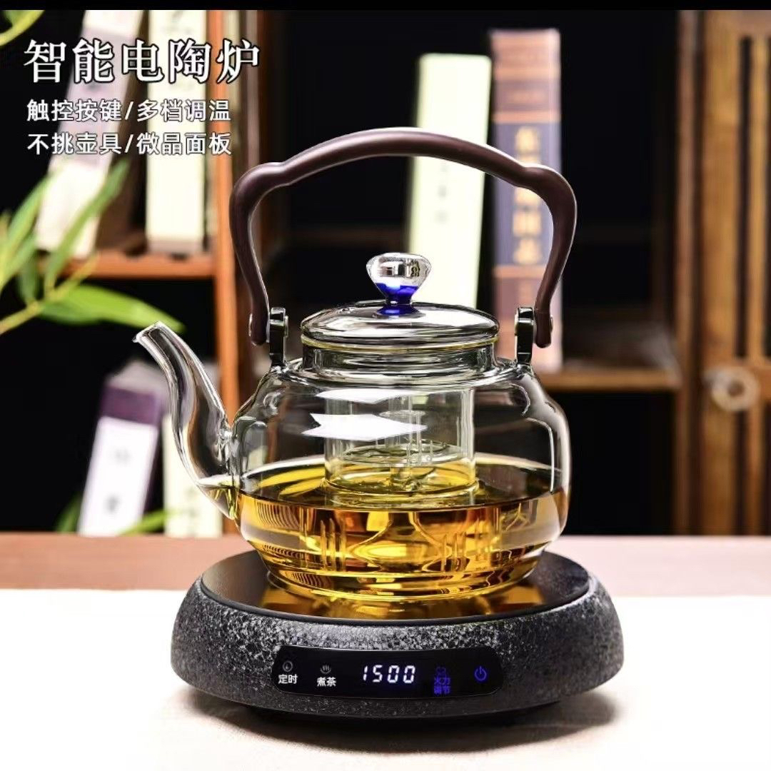 正茗堂1500瓦高端超薄智能电陶炉煮茶烧水器多功能家用保温玻璃壶