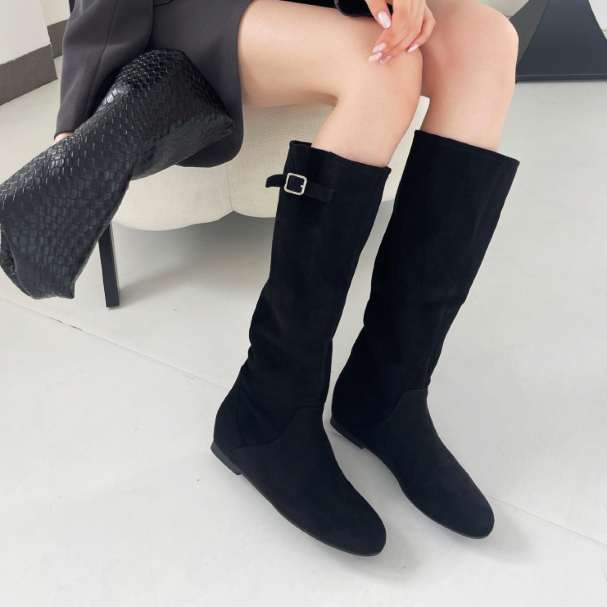 秋冬新款绒面内增高时尚百搭女鞋勃肯靴2025秋冬新款长靴时装