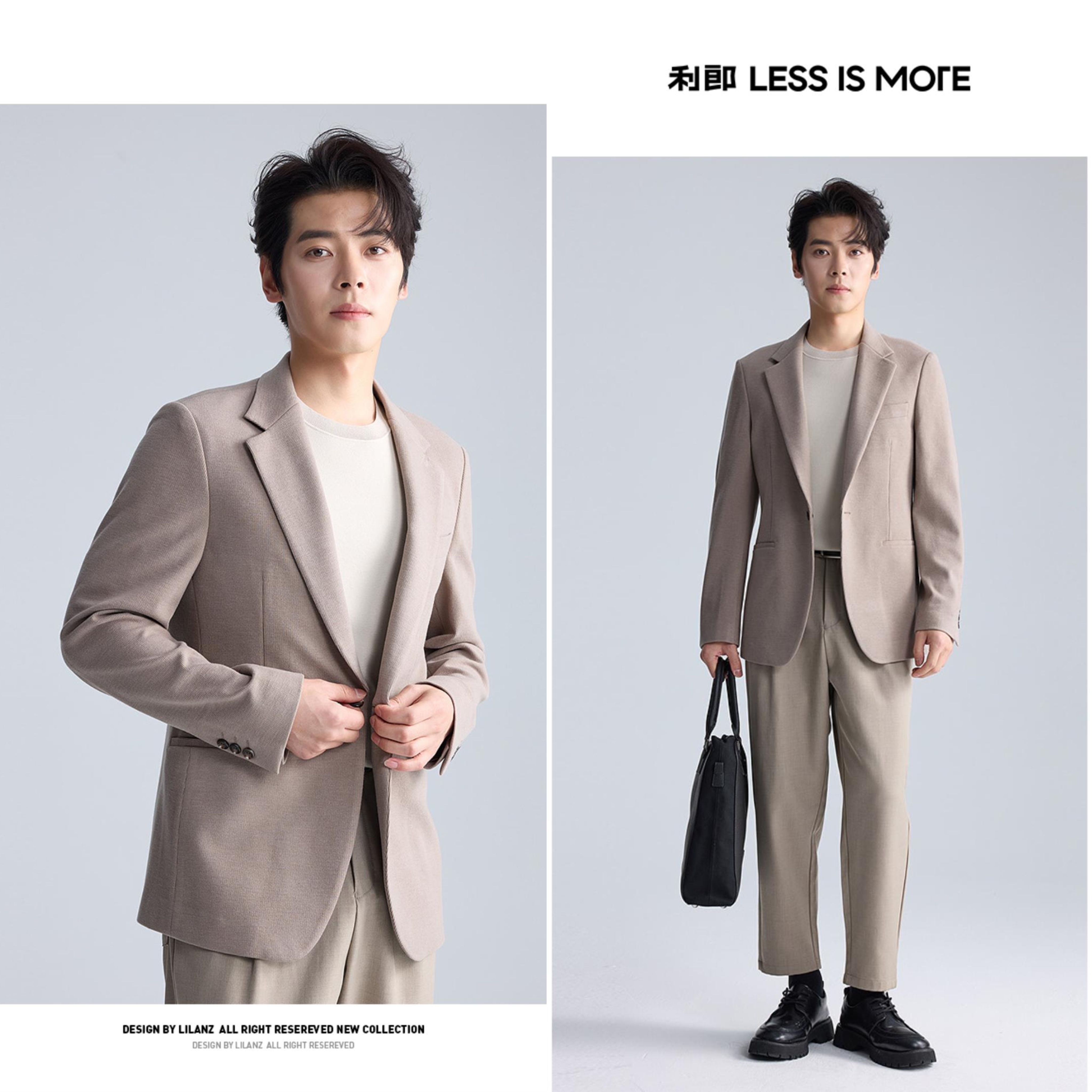 利郎秋季【静奢高阶系列】男士舒适简约羊毛混纺休闲单西