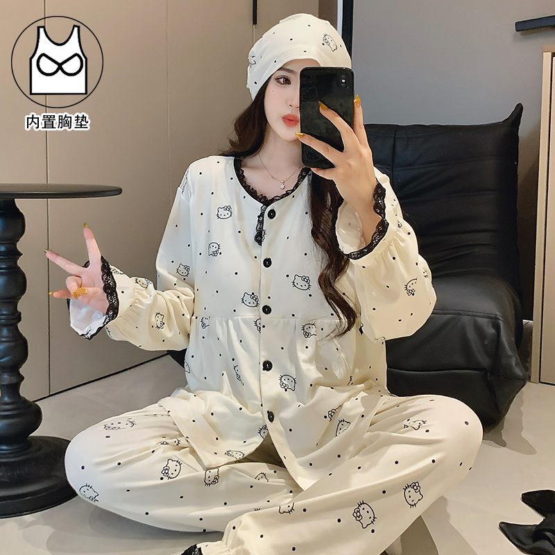 【带帽-纯棉】月子服春秋冬季产前产后孕妇哺乳睡衣产妇家居服套装