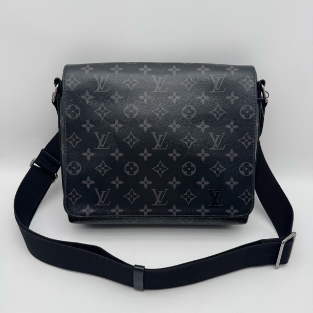 95新 LouisVuitton/路易威登 97新黑老花翻盖邮差包小号芯片2694
