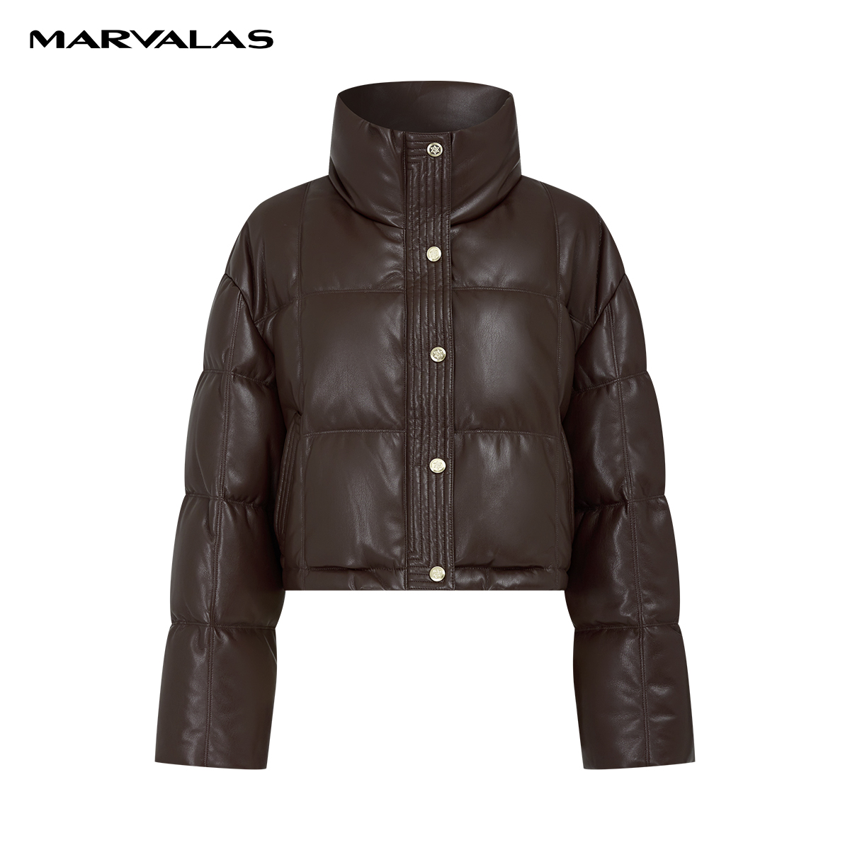 【诗语专属】曼德诗蛋白皮羽绒服立领短款蓬松外套M450306882