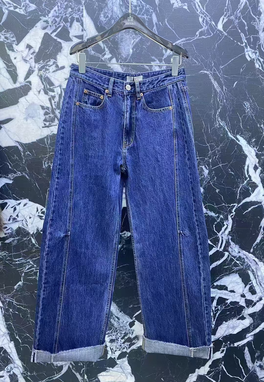 南油高品 本奥斜切面分割牛仔裤  梨形身材必备