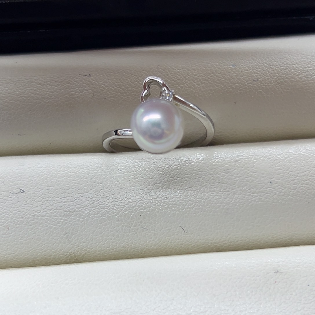 戒指银S925镶嵌淡水珍珠