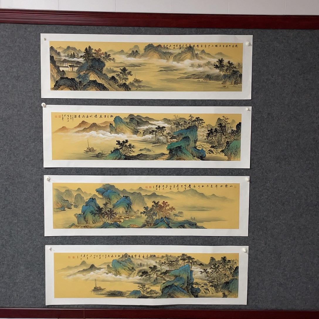 国画四尺对开画芯 