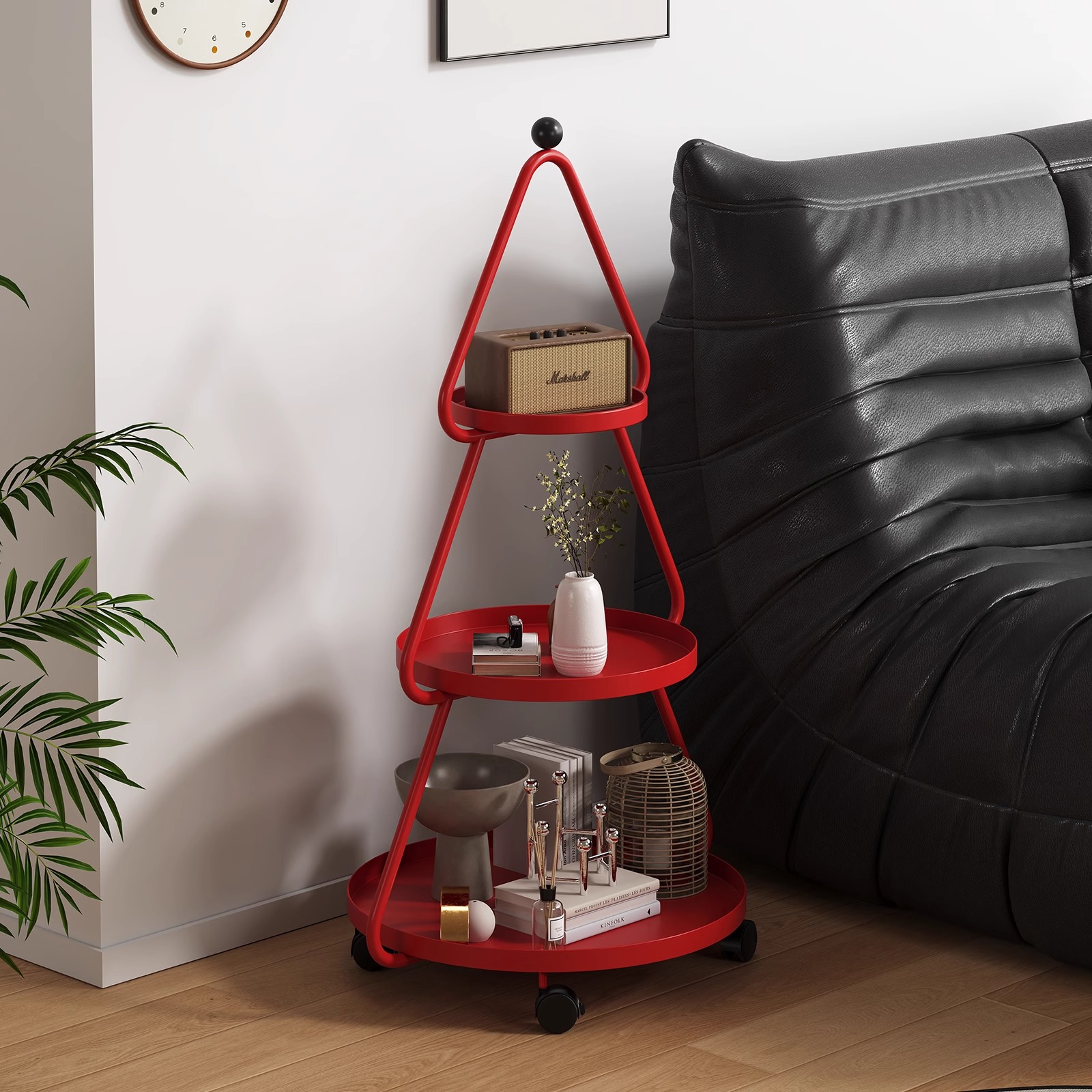 复古金属边几客厅简约家用收纳架黄色挂架烤漆创意