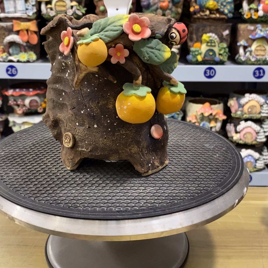 喜****白狐粗陶手捏花盆