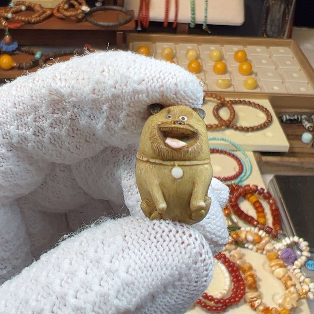 疯***6鹿角雕刻茶染工艺旺财