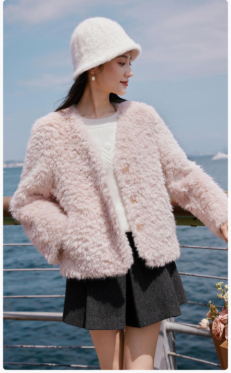 冬季女装洋气气质短外套猫猫绒触感外套休闲风YA25440W532