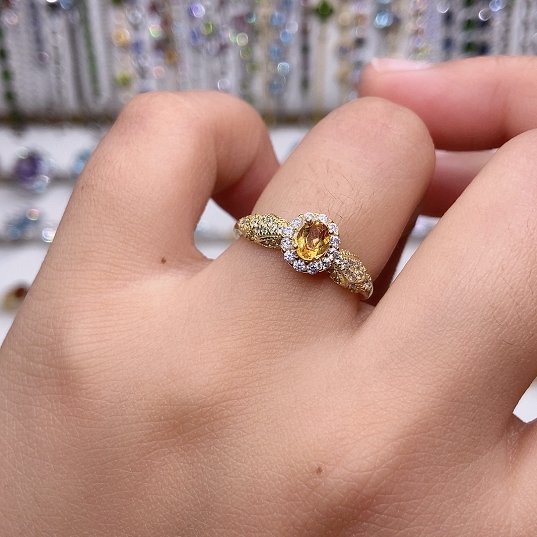 银S925镶嵌戒指水晶