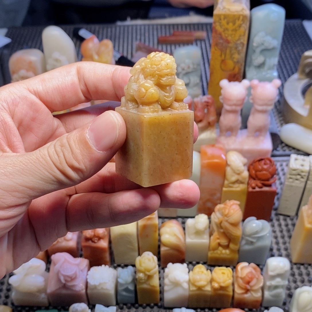 寿山石印石貔貅印章2.5*2.5