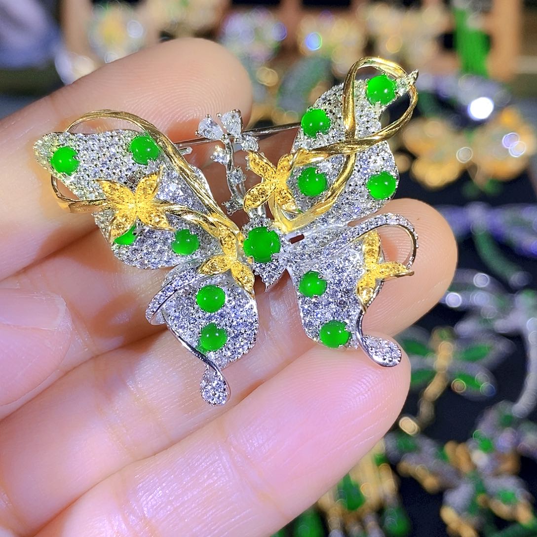 吊坠(不含链)银S925镶嵌翡翠