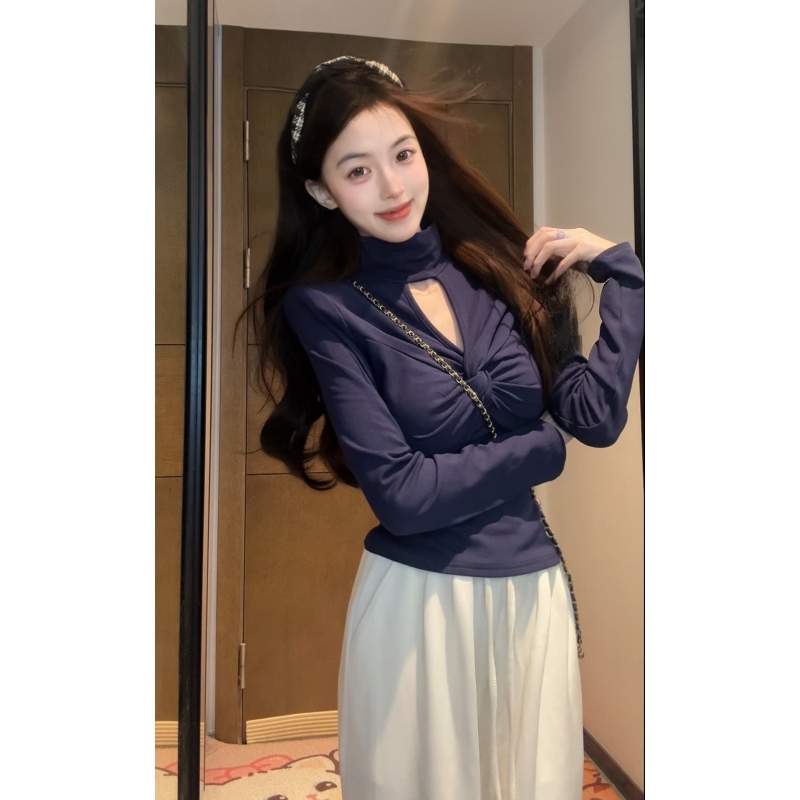 【XIAOBAWANG】宽松型高领休闲风常规T恤修身法式针织M