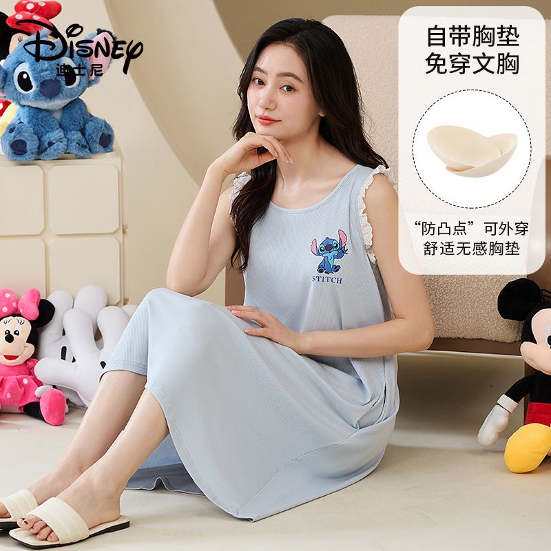 Disney/迪士尼夏季新款套头睡裙胸垫舒适休闲可外出家居服0140