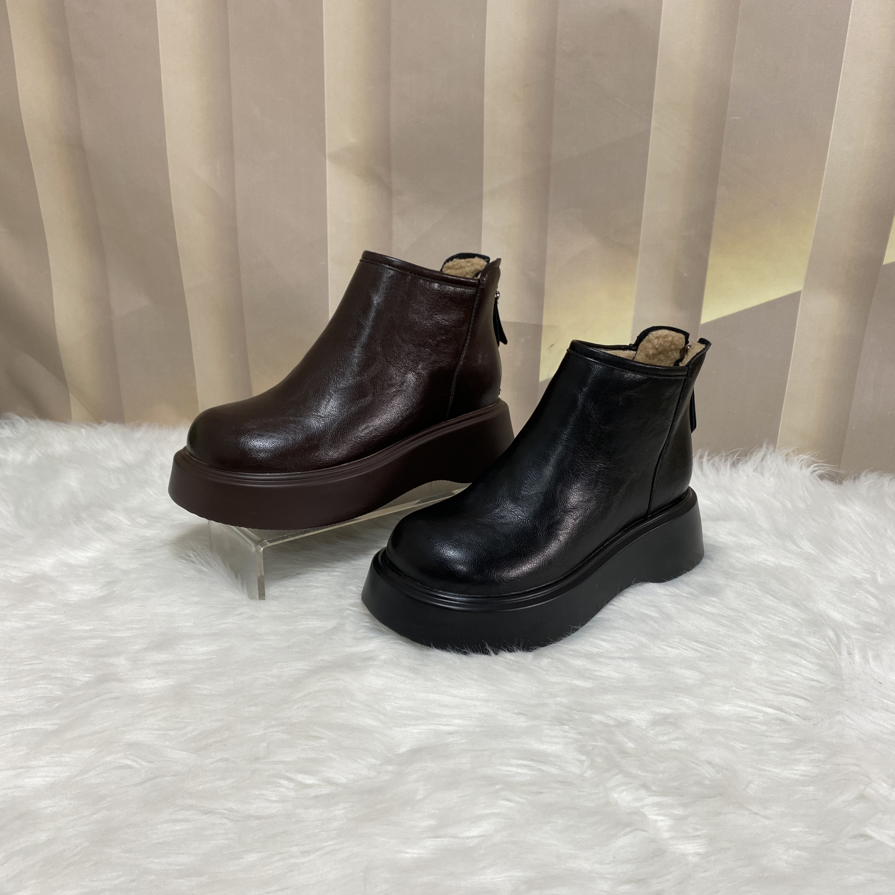 A5535秋冬新款时尚厚底加绒短靴F