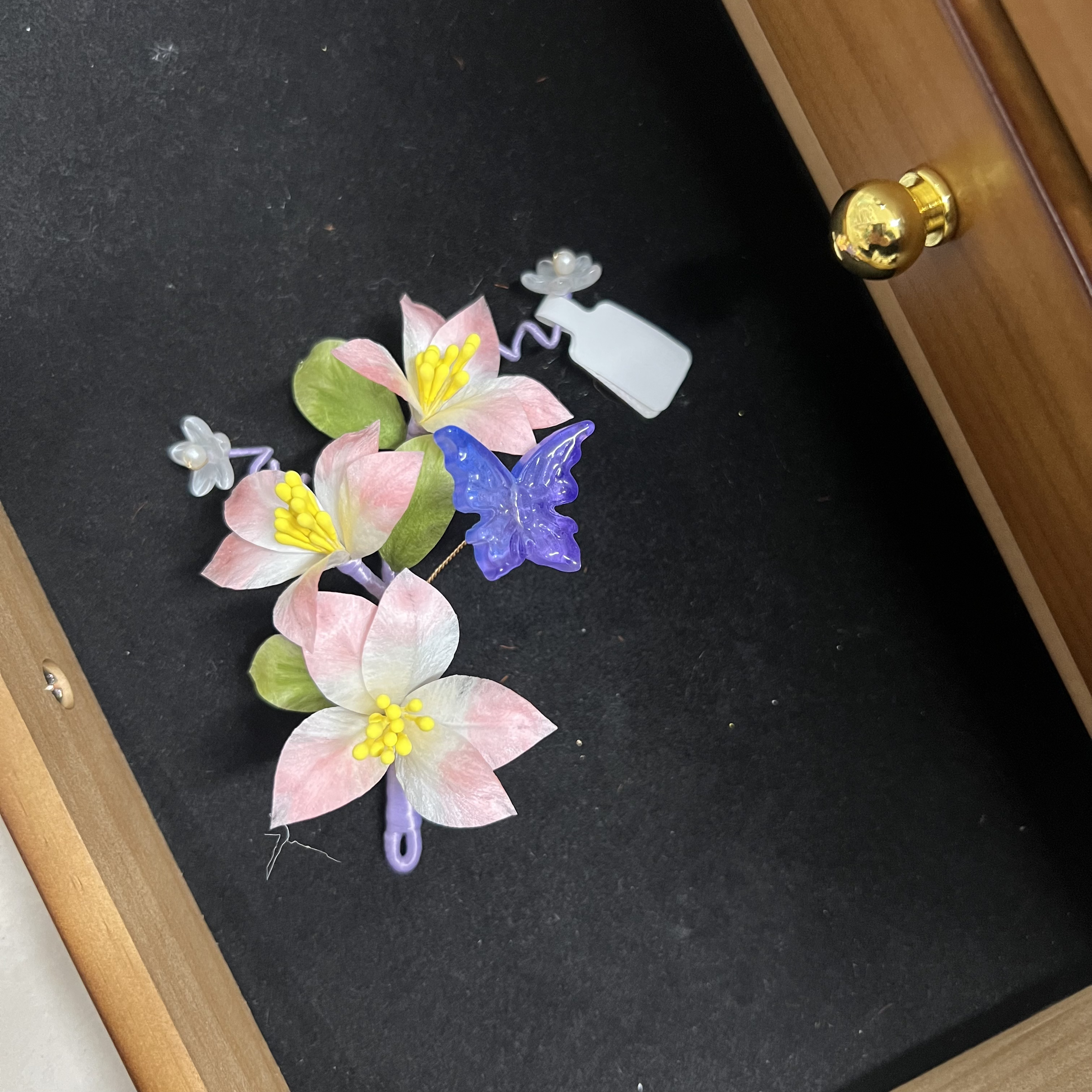 麦光光古风发饰绒花发簪 手工制作默认微瑕