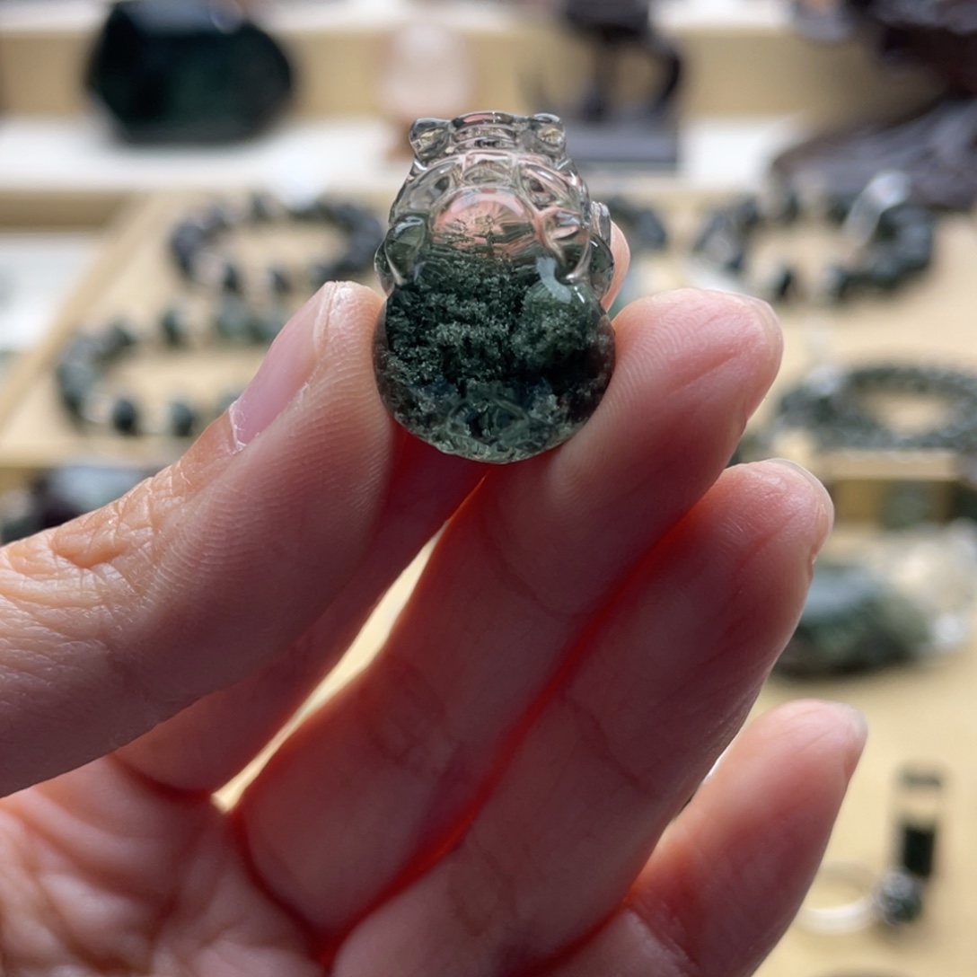 冉***冉水晶未镶嵌手绳绿幽灵手绳打孔定制不退换