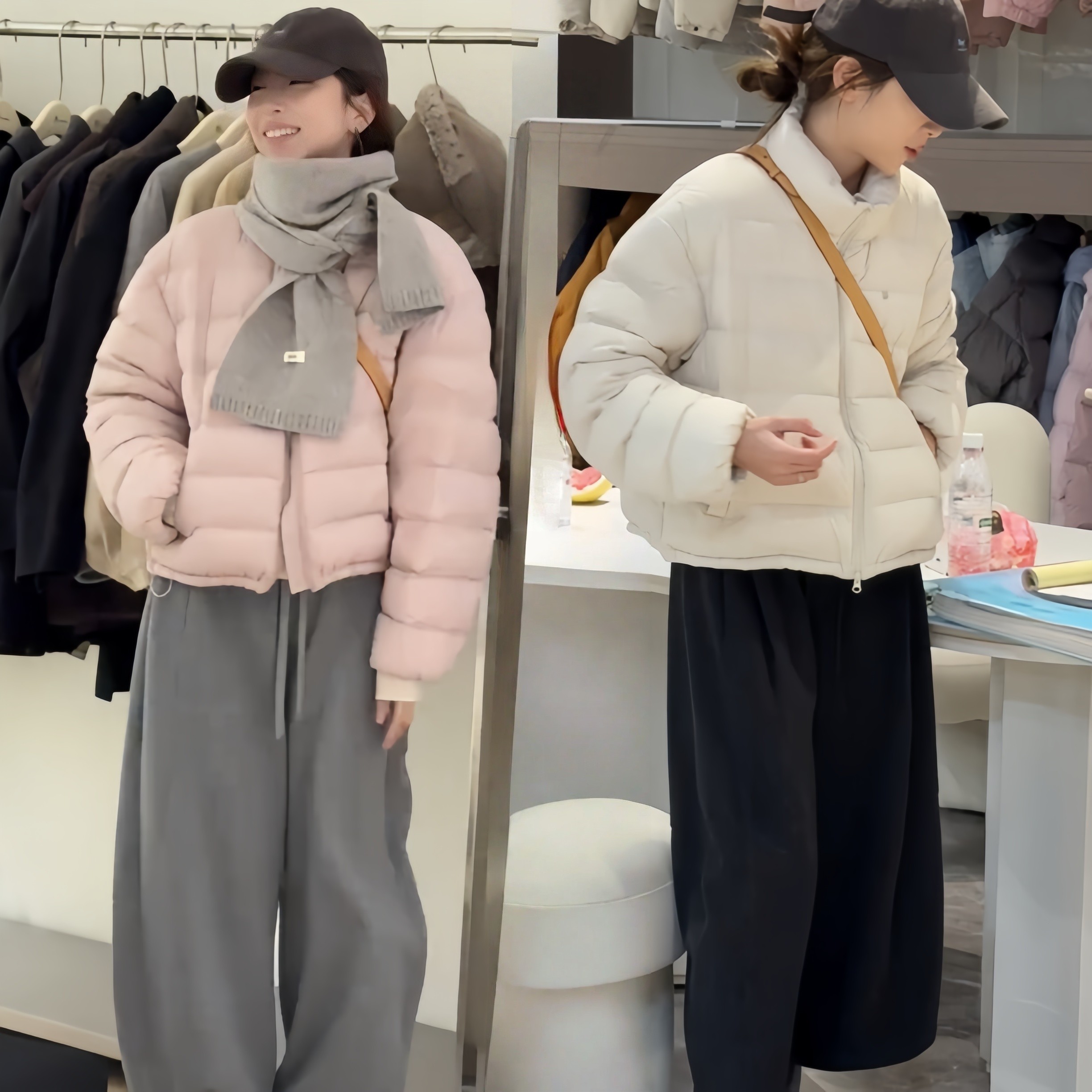 韩系立领双拉链排骨款羽绒服女2025冬季新款休闲百搭白鸭绒外套潮