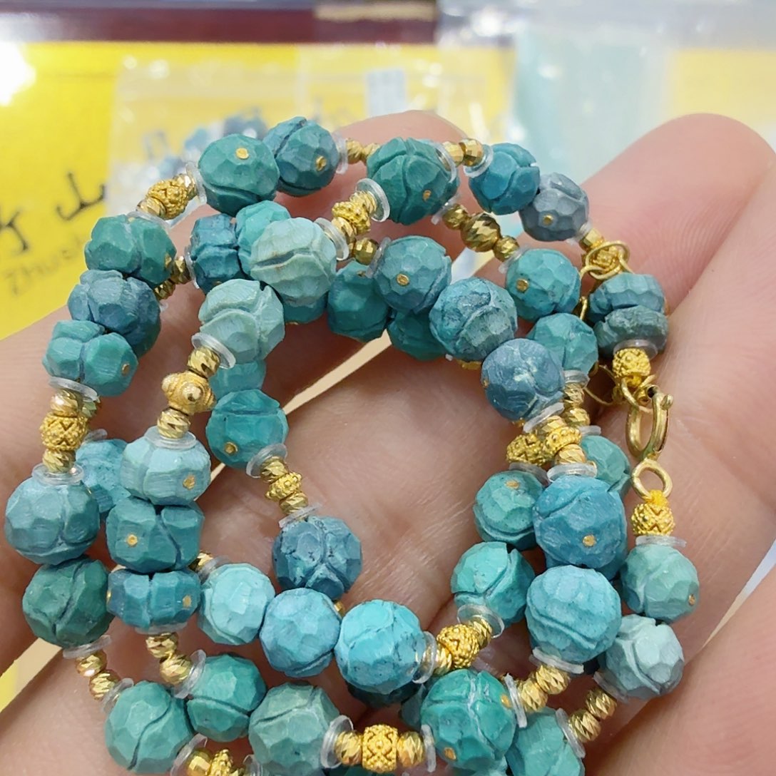 绿松石18K金镶嵌珠宝奇石