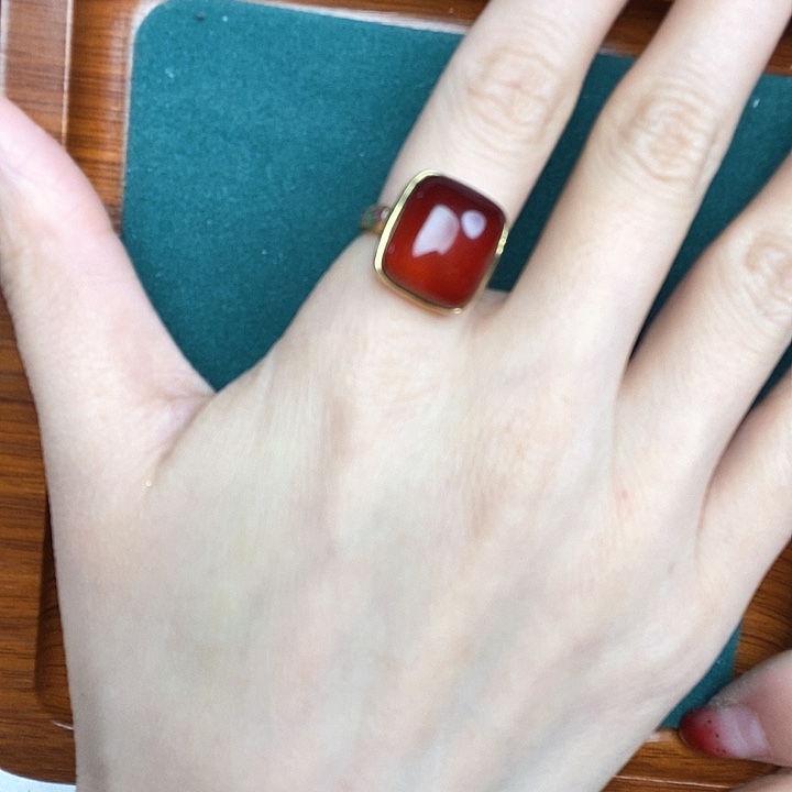血珀戒指银S925镶嵌戒指