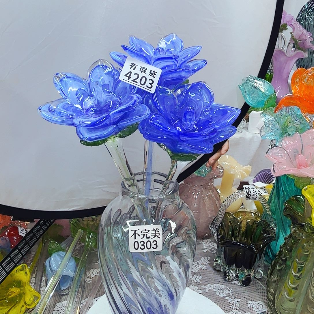 3花瑕加瓶琉璃花瓶花器艺术品