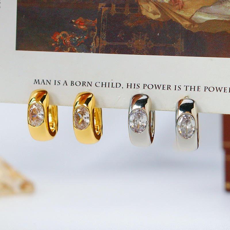 欧美时尚简约锆石耳环耳扣精致轻奢复古百搭小众气质高级感耳饰女