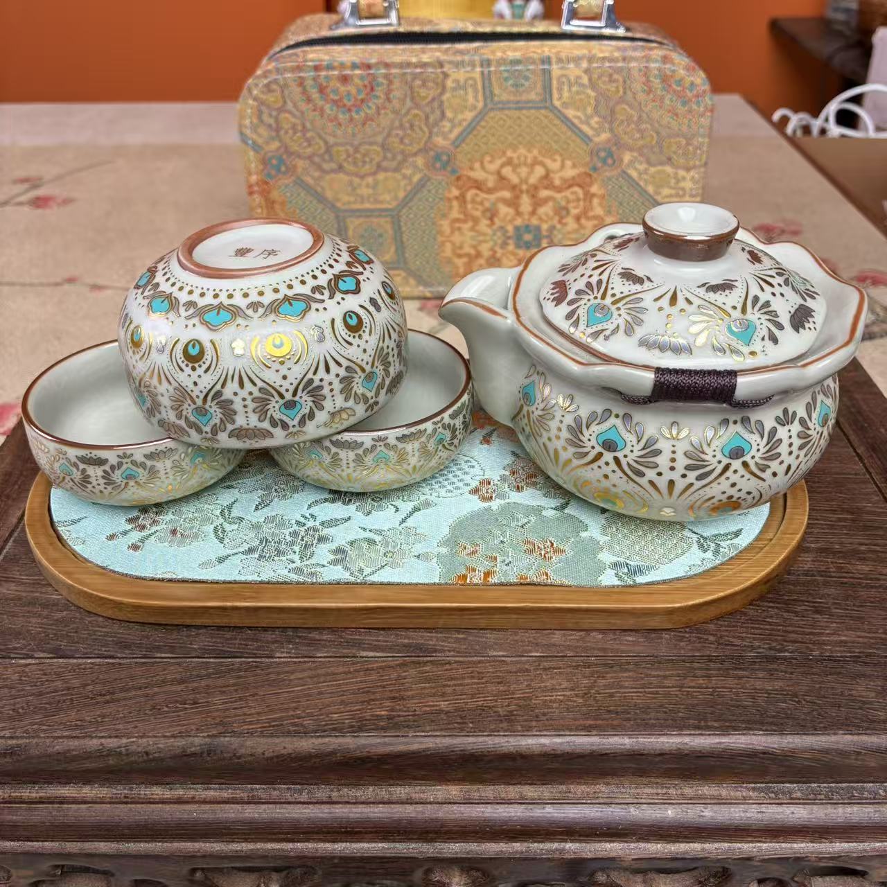 敦煌手抓壶一壶三杯加包加茶席KK0921