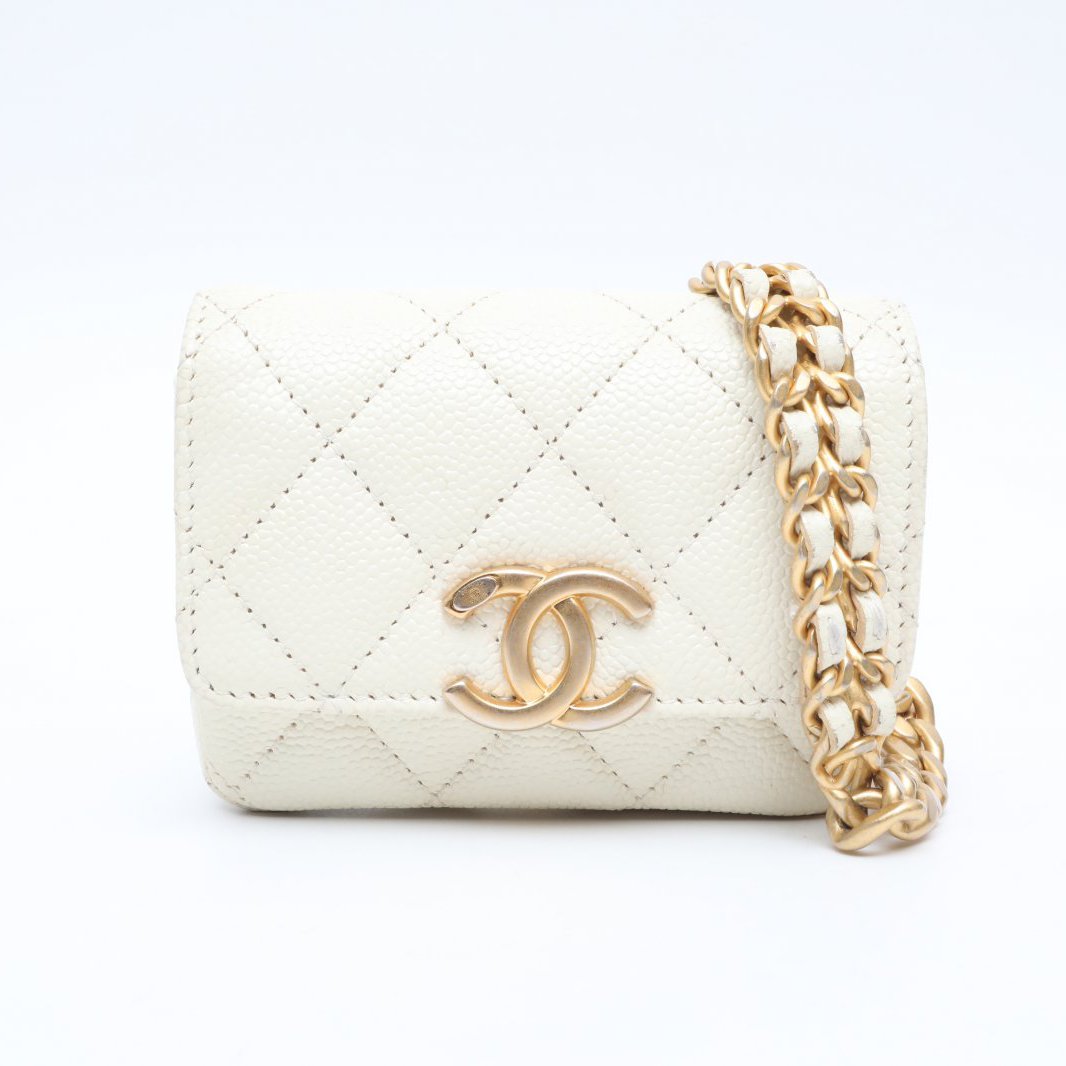 95新 Chanel/香奈儿 小花佳珊P254216281 白色 腰包 荔枝 31开