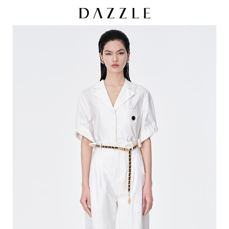 【赵老板专属】DAZZLE地素西装领蝴蝶结法式衬衫上衣女2D2C218