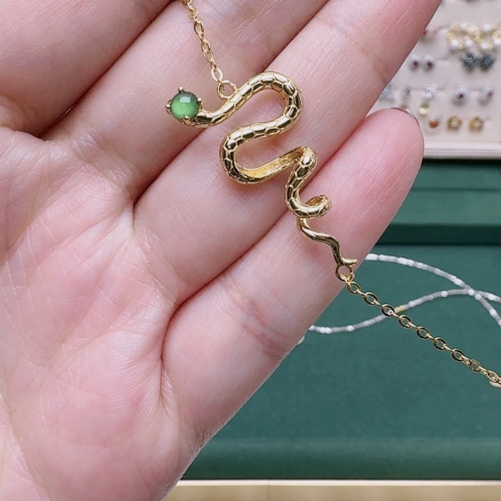 翡翠耳饰银S925镶嵌手链255