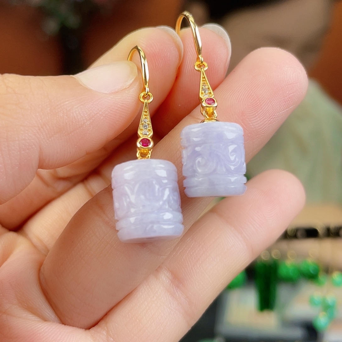 翡翠银S925镶嵌耳饰