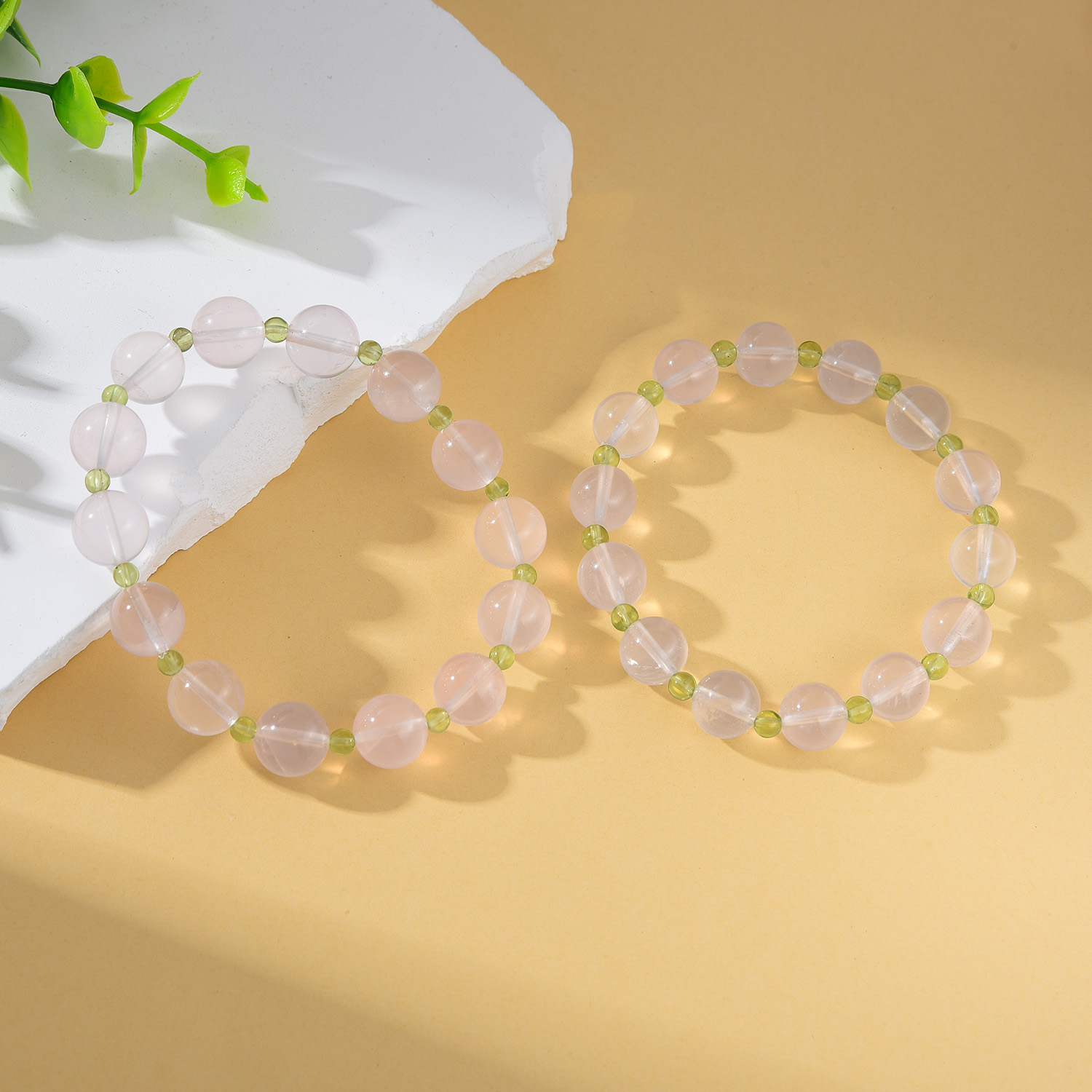 【婉葶珠宝】粉水晶橄榄石设计款手串（多样性发一）