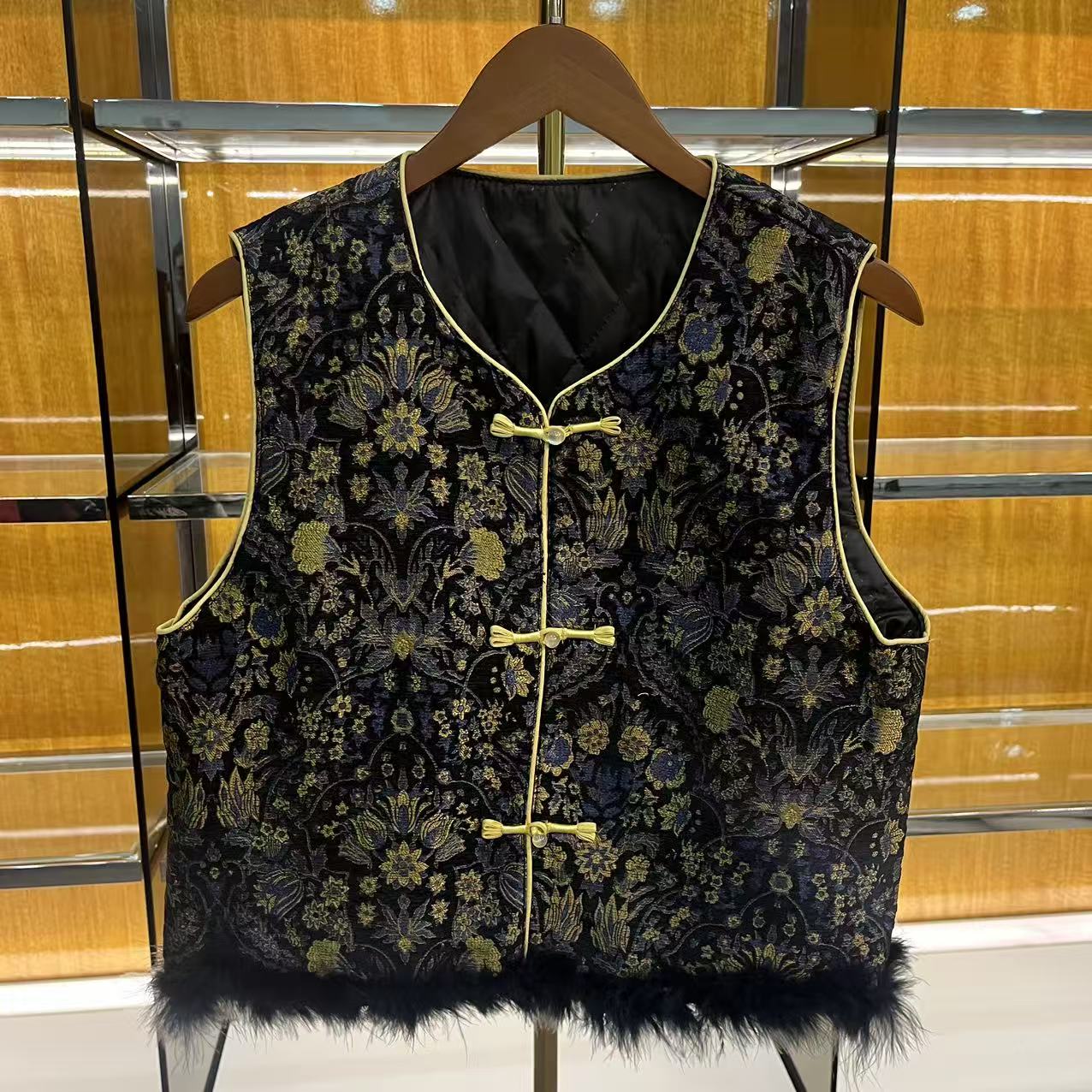 【骄杨专属】国风马甲女提花上衣2025秋季新款复古盘扣坎肩背心无袖