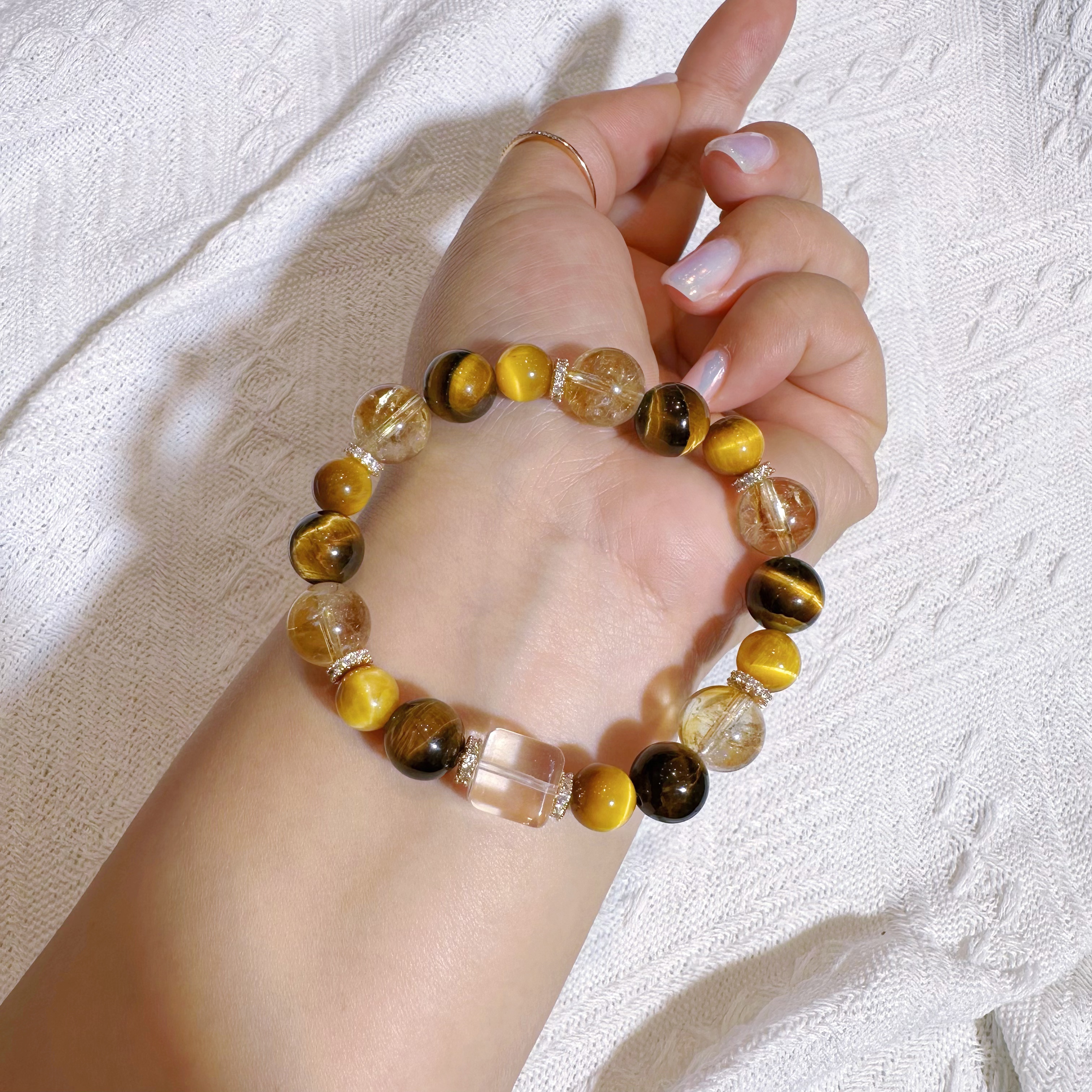 【来金串】黄塔晶+黄虎眼+金虎眼+白水晶