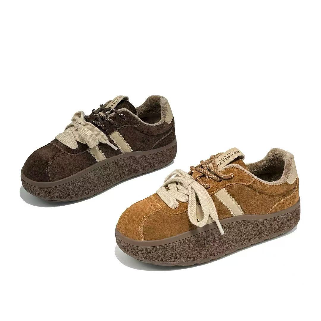 加绒德训鞋女款2025新款冬季时尚鞋子百搭女鞋厚底休闲鞋运动鞋女