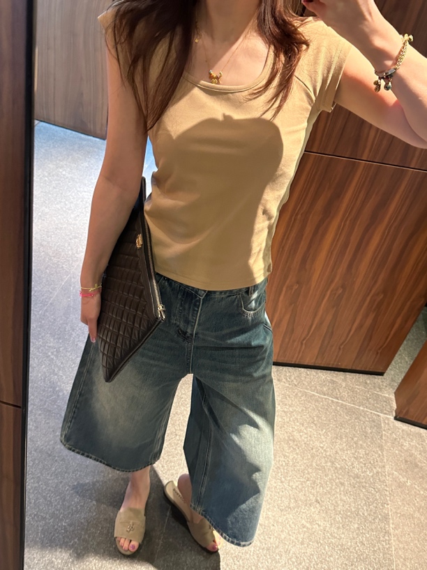 [BORAKOO]简约百搭奶咖U领短袖T