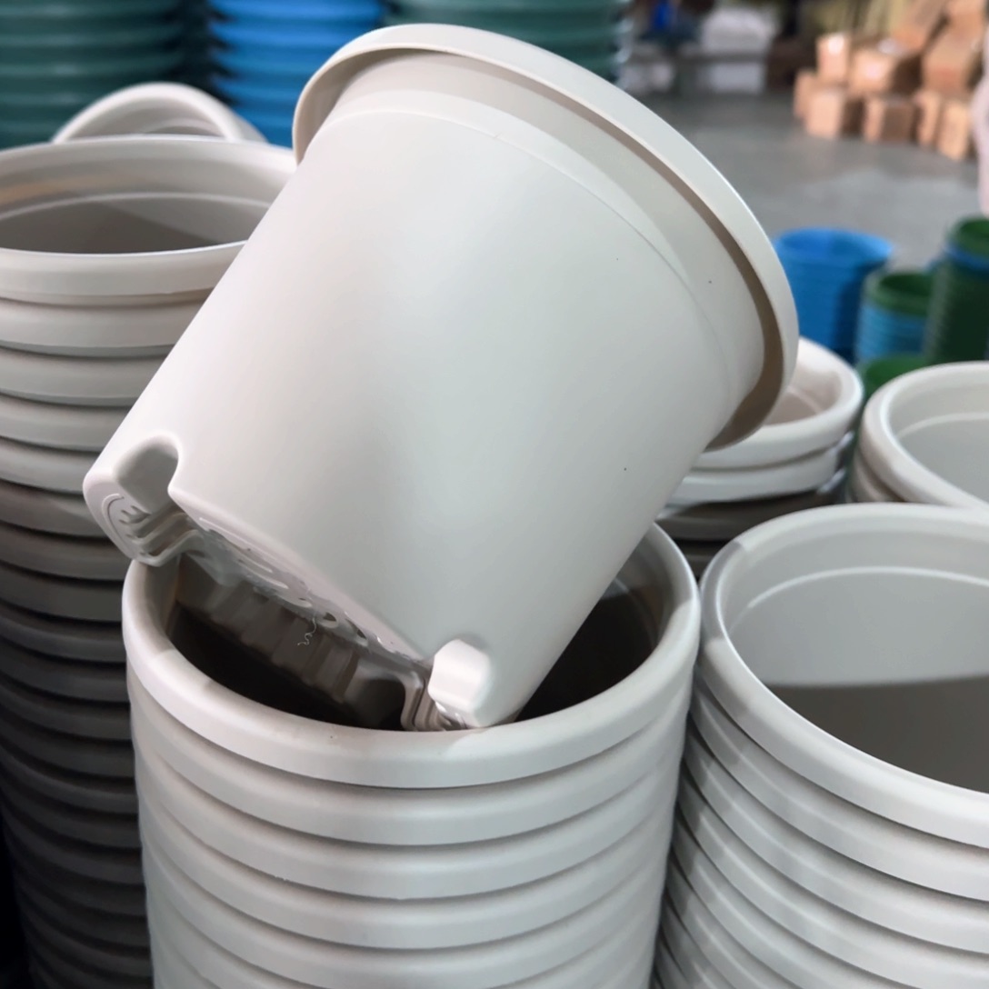 树脂四季盆2#无拖灰白微瑕13