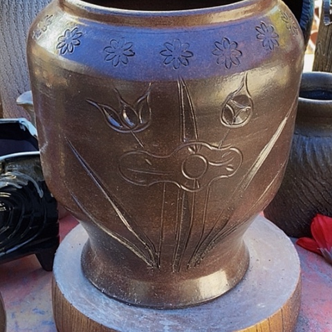 紫砂花盆口19高度30手工处理