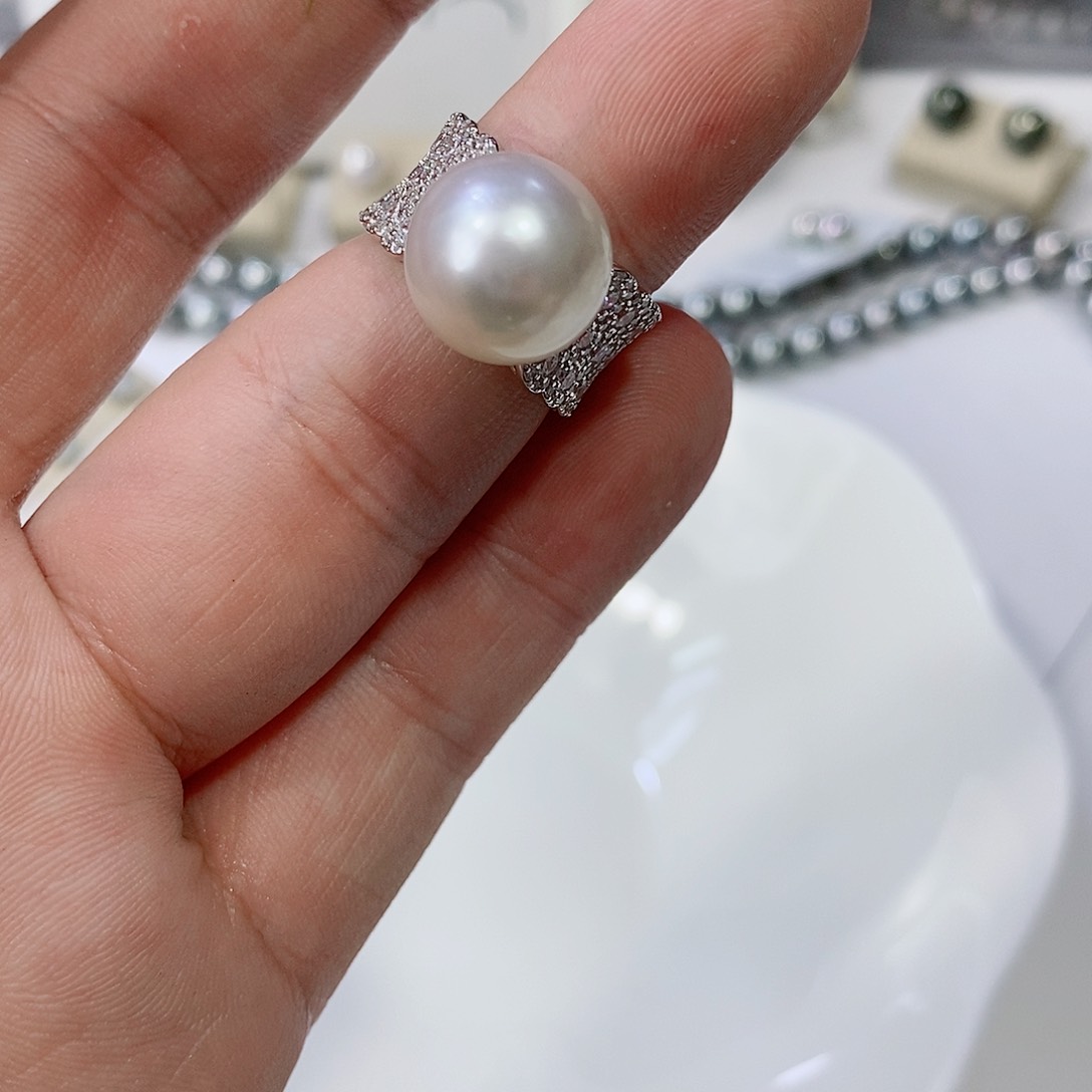 海水珍珠戒指银S925镶嵌