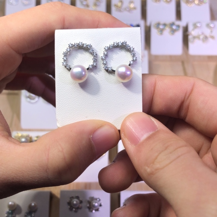淡水珍珠耳饰银S925镶嵌