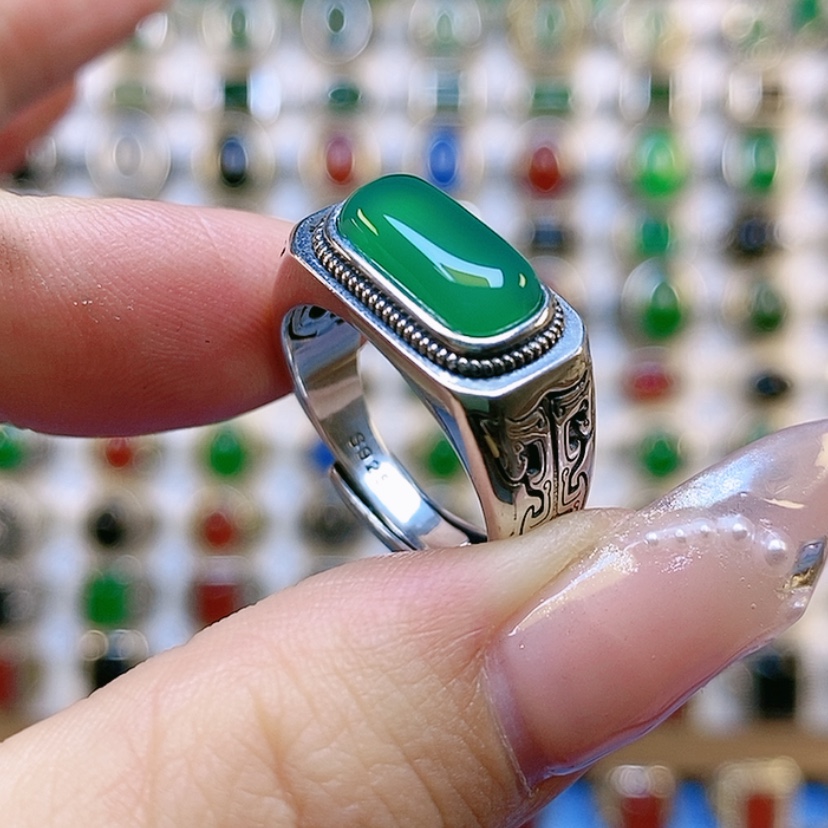 【闪购商品】玛瑙/玉髓戒指银S925镶嵌