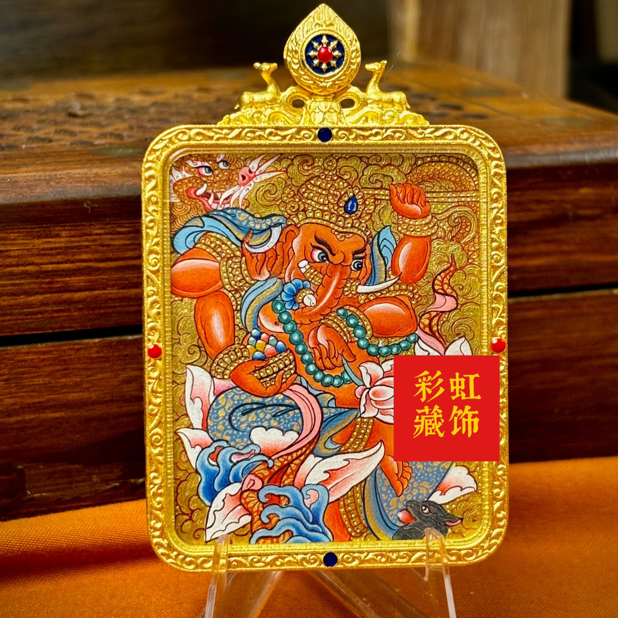 热贡矿物染料纯手绘唐卡-彩虹藏饰