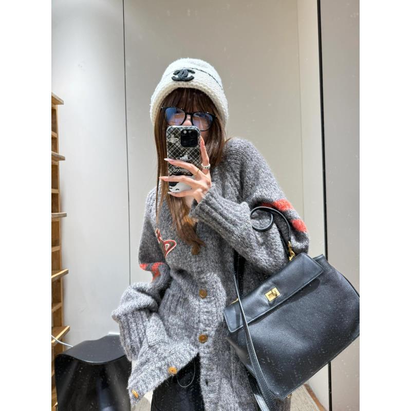 【YH】2025早秋新款太后土星球提花V领长袖针织开衫A8087